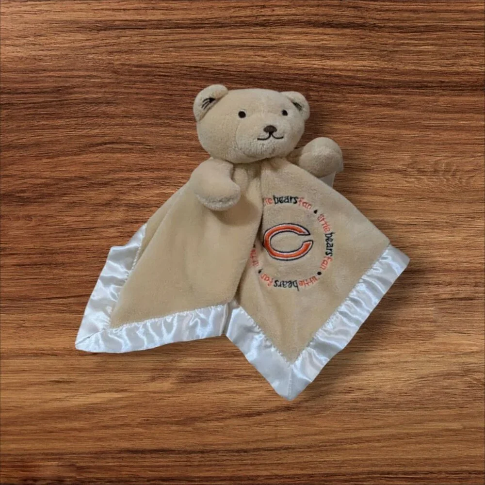 Baby Fanatic Chicago Bears Football Lovey Security Blanket NFL Plush Toy satin b